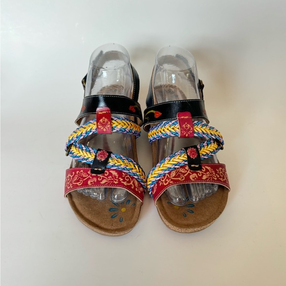 Elite Multi-Color Leather Sandals Size 8 - Picture 10 of 13